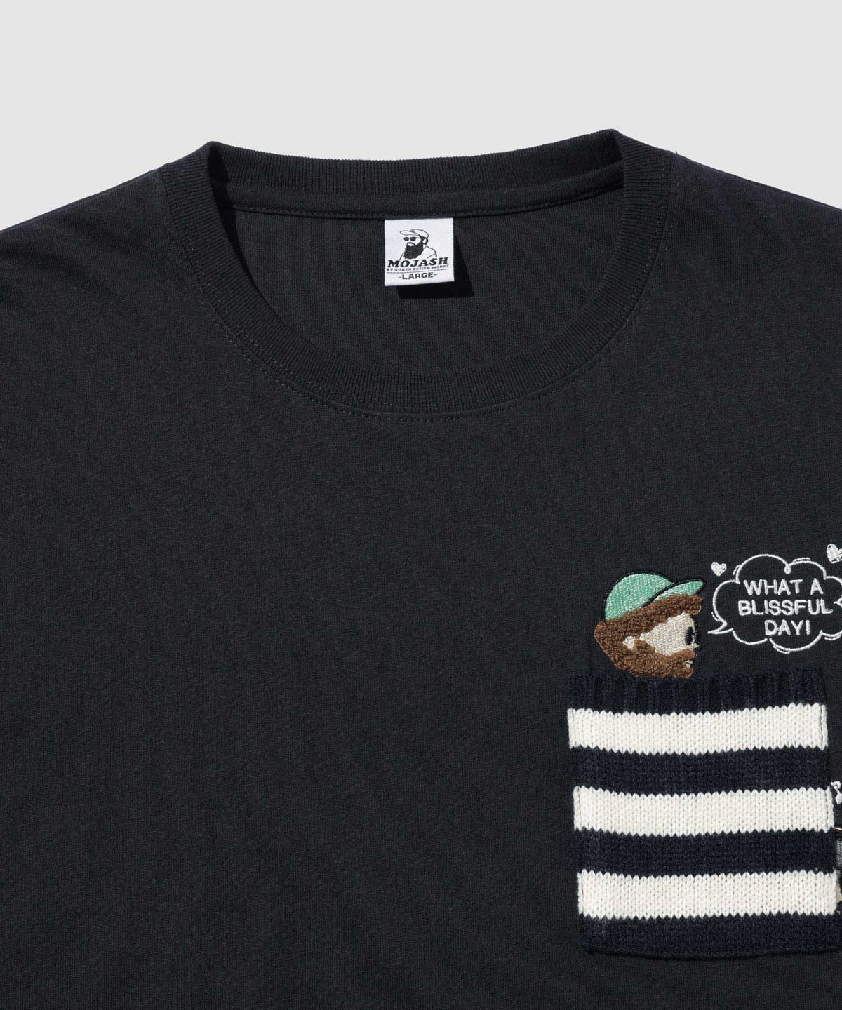 OZZY 刺繍 ニットボーダーポケット クルーネック 半袖Tシャツ メンズ メール便 対応商品