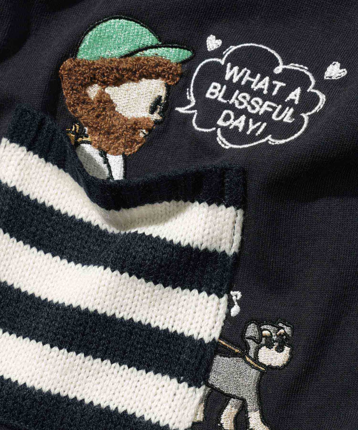 OZZY 刺繍 ニットボーダーポケット クルーネック 半袖Tシャツ メンズ メール便 対応商品