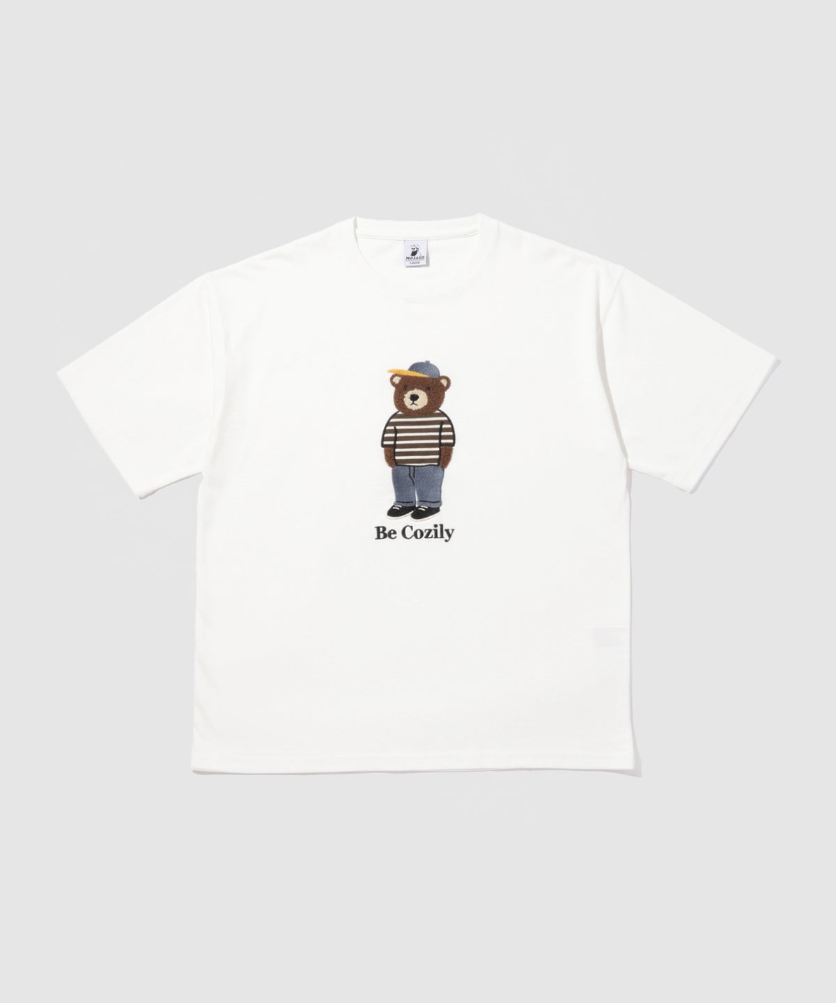 クマモチーフ サガラ刺繍＆アップリケ クルーネック 半袖Tシャツ メンズ メール便 対応商品