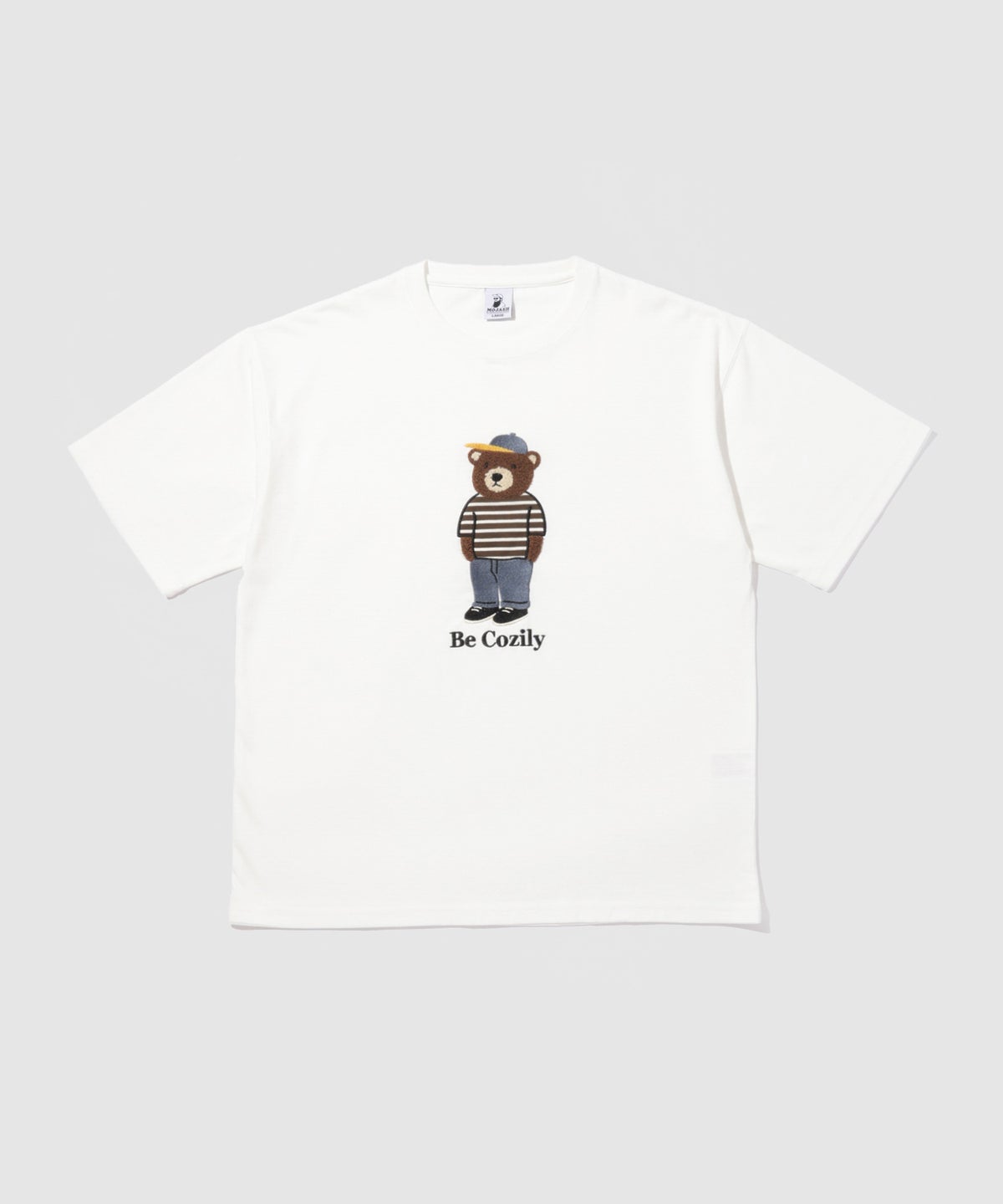 クマモチーフ サガラ刺繍＆アップリケ クルーネック 半袖Tシャツ メンズ メール便 対応商品
