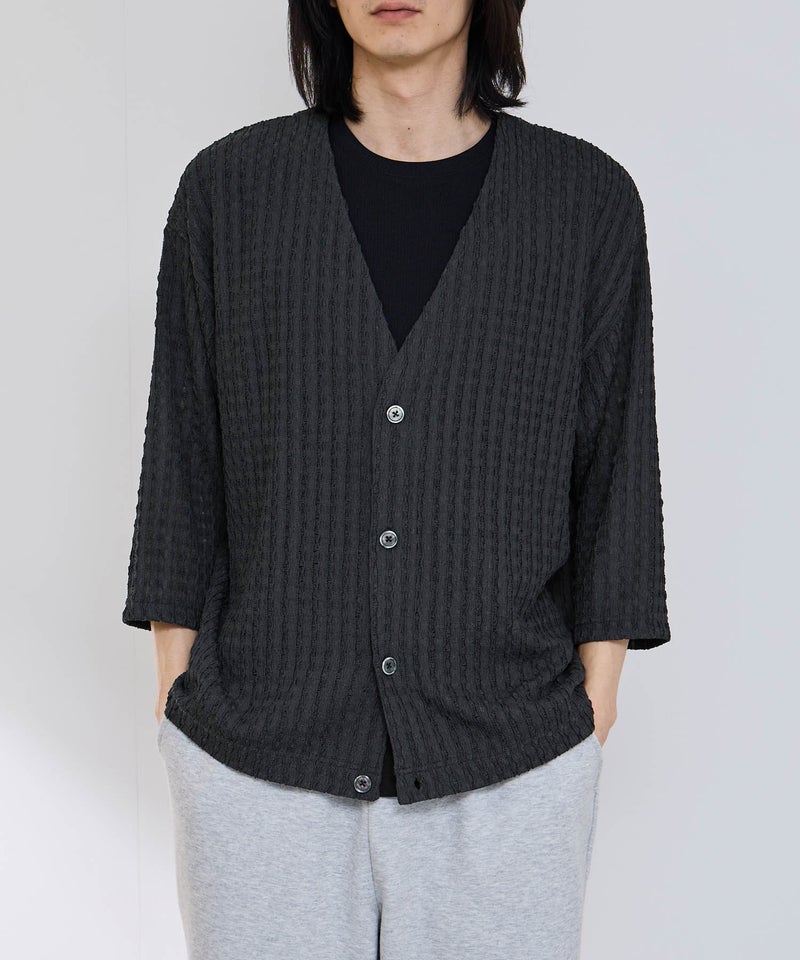 URBAN COLLECTION レース素材7分袖カーディガン メンズ商品画像-1