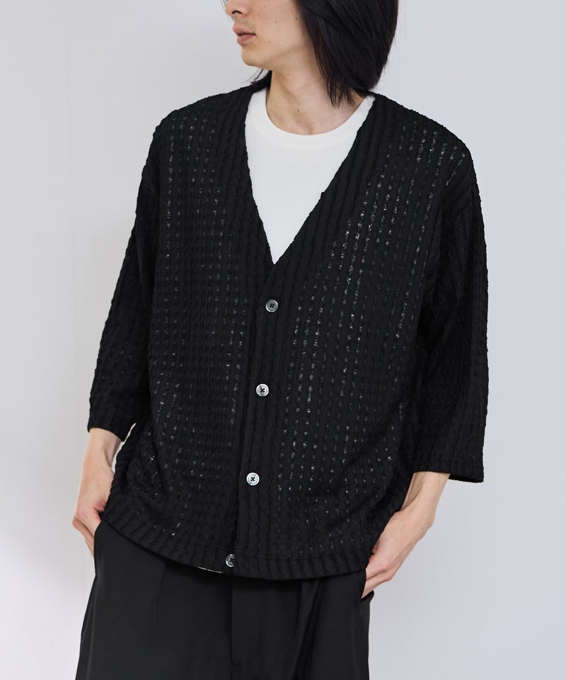 URBAN COLLECTION レース素材7分袖カーディガン メンズ商品画像-6