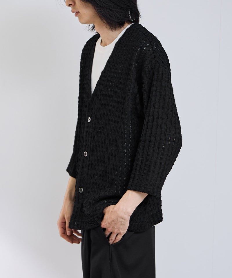 URBAN COLLECTION レース素材7分袖カーディガン メンズ商品画像-7