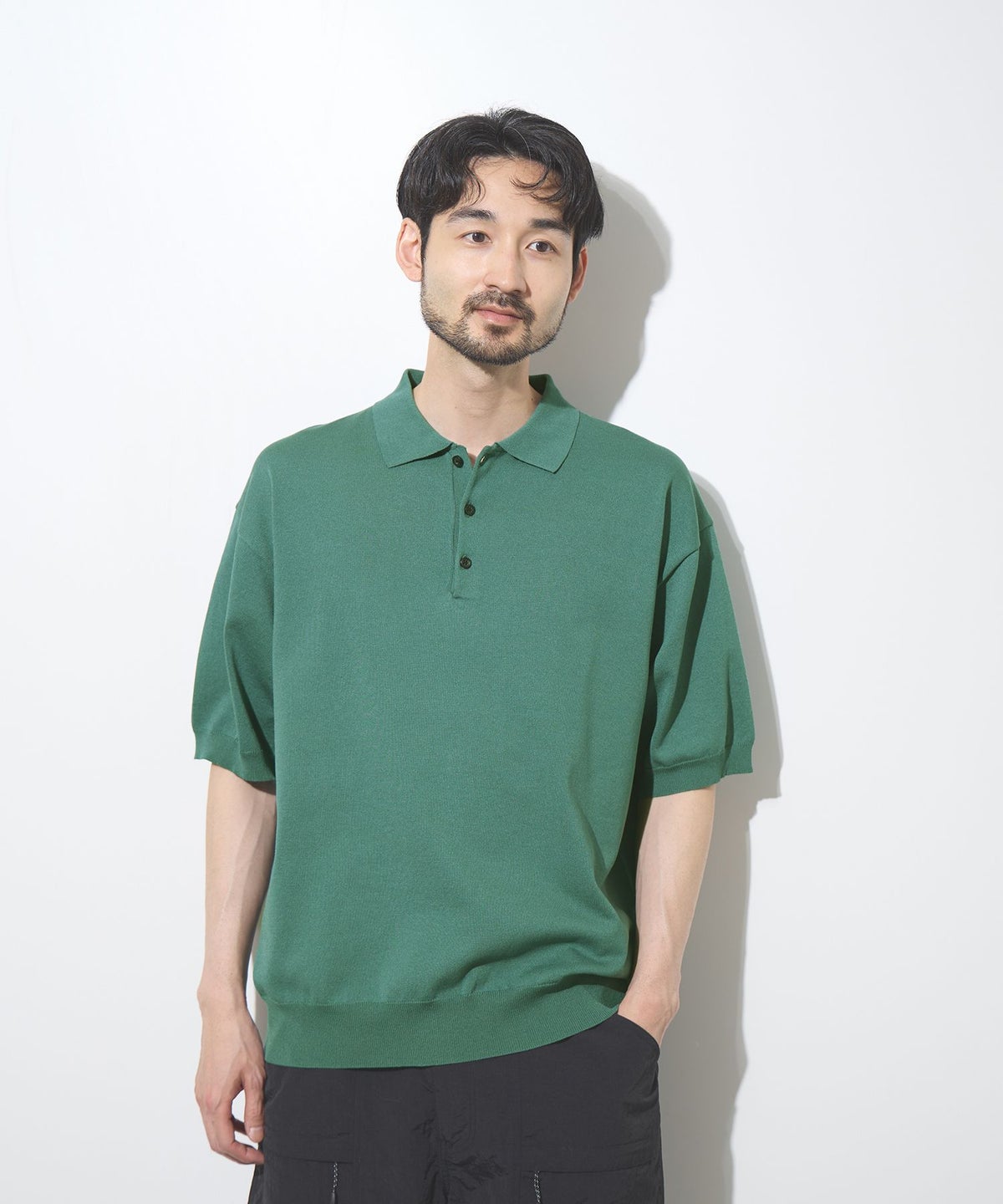 URBAN COLLECTION オーバーサイズ ハイゲージ ニットポロシャツ メンズ