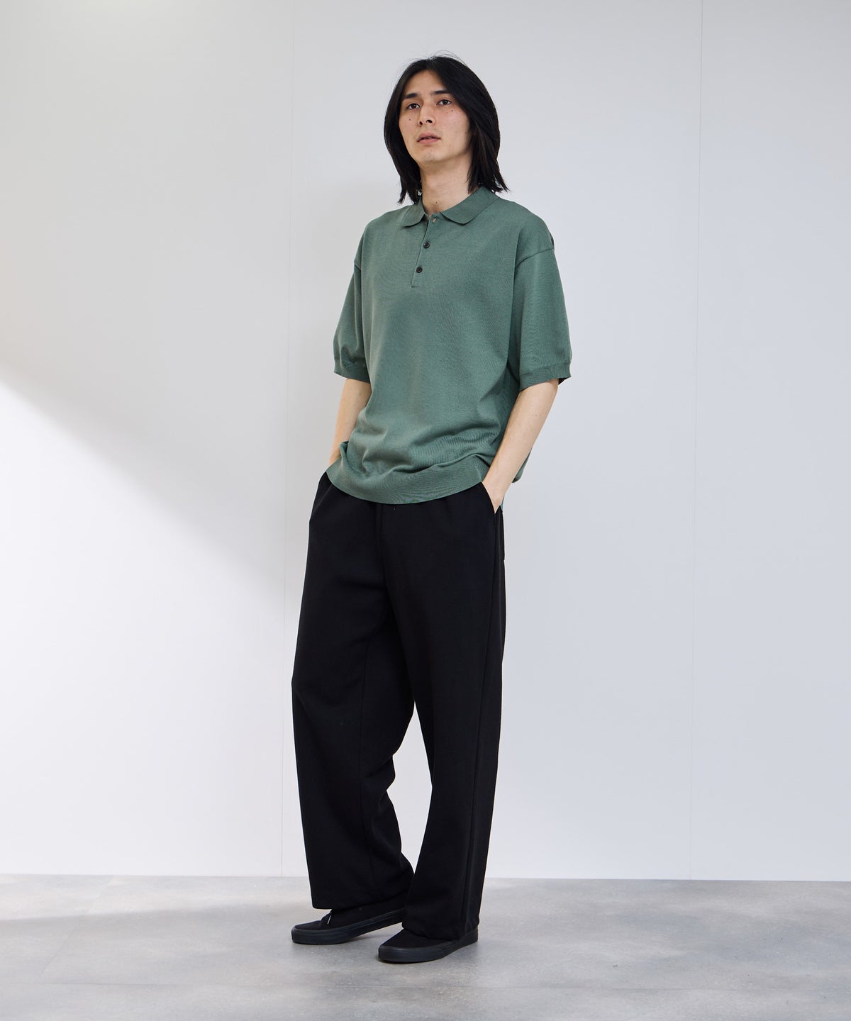 URBAN COLLECTION オーバーサイズ ハイゲージ ニットポロシャツ メンズ