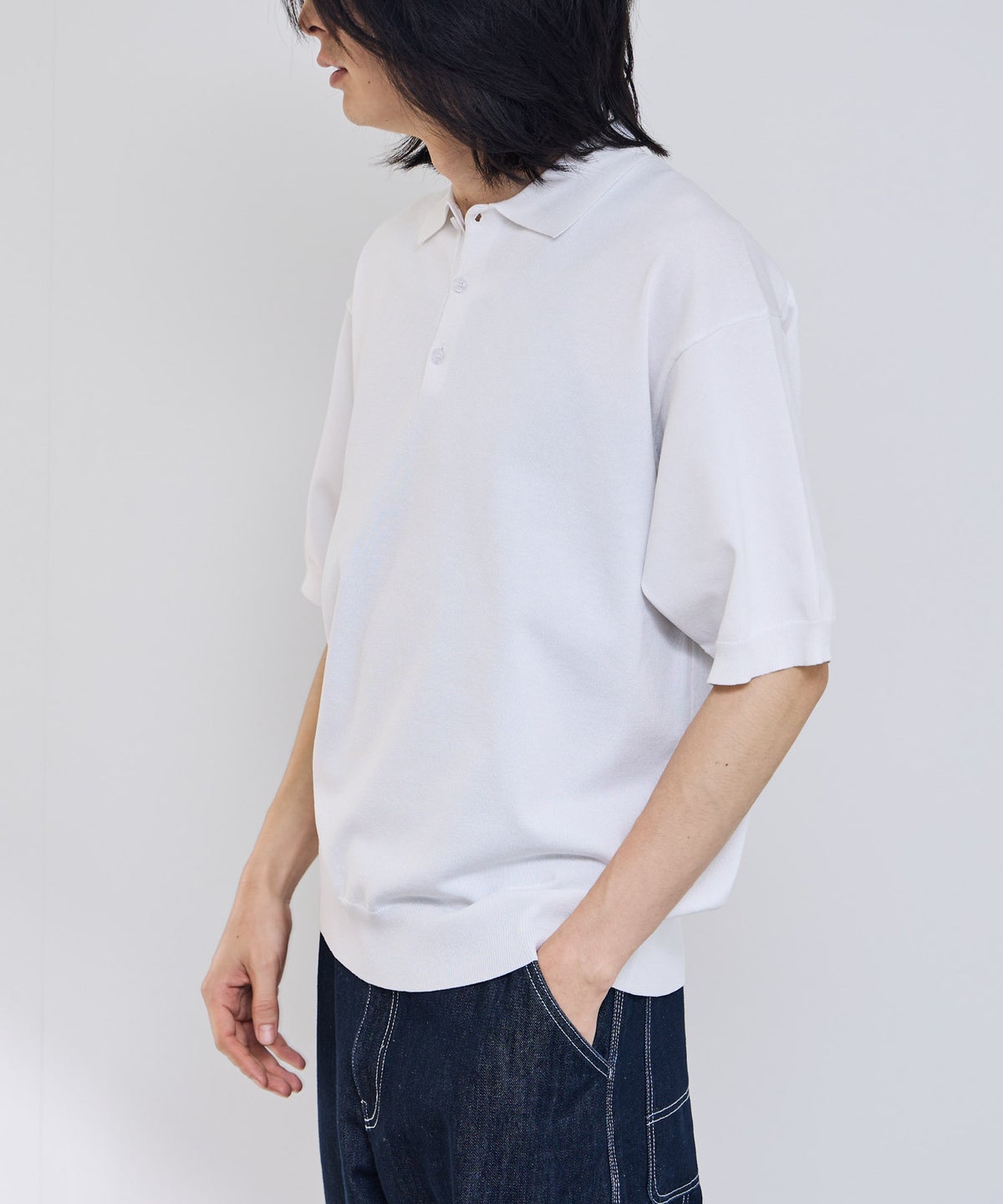 URBAN COLLECTION オーバーサイズ ハイゲージ ニットポロシャツ メンズ
