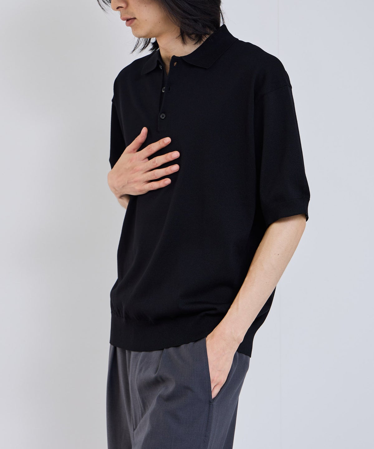 URBAN COLLECTION オーバーサイズ ハイゲージ ニットポロシャツ メンズ