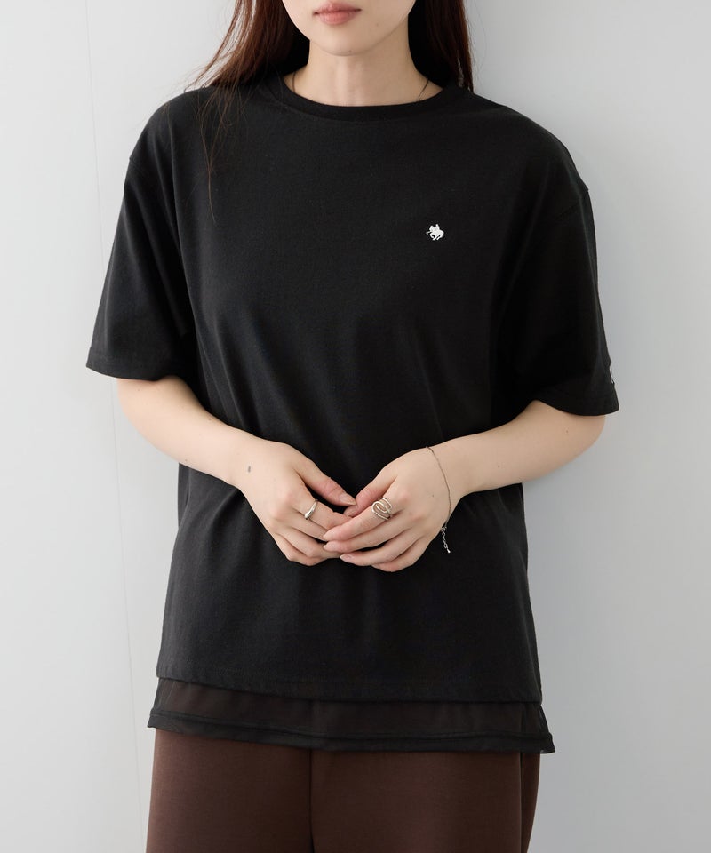 POLO BCS  プレイヤー刺繍 チュールフェイクレイヤード オーバーサイズTシャツ レディース メール便 対応商品商品画像-2