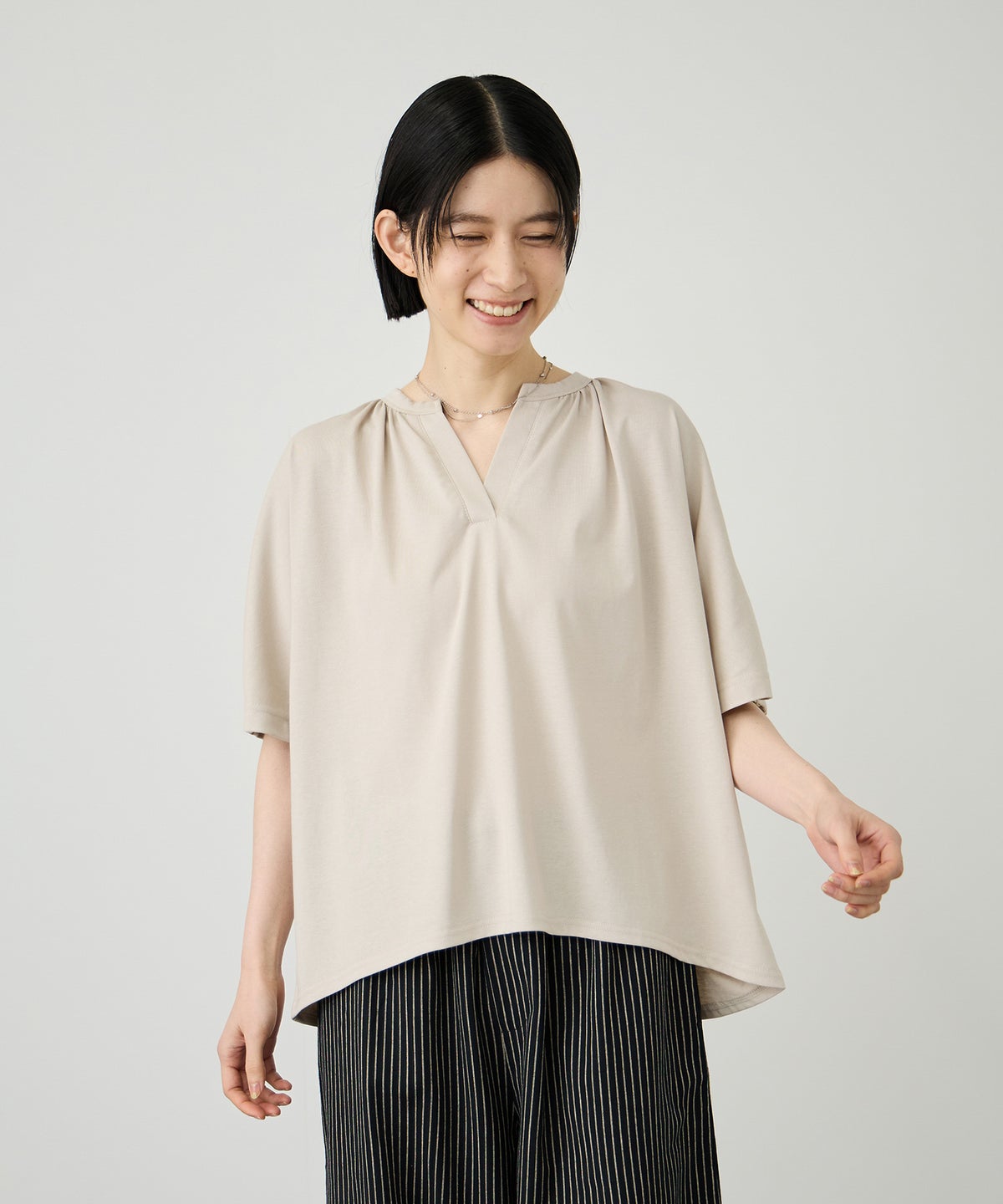 Idnes シルケット バックギャザースキッパーカットソー レディース メール便 対応商品