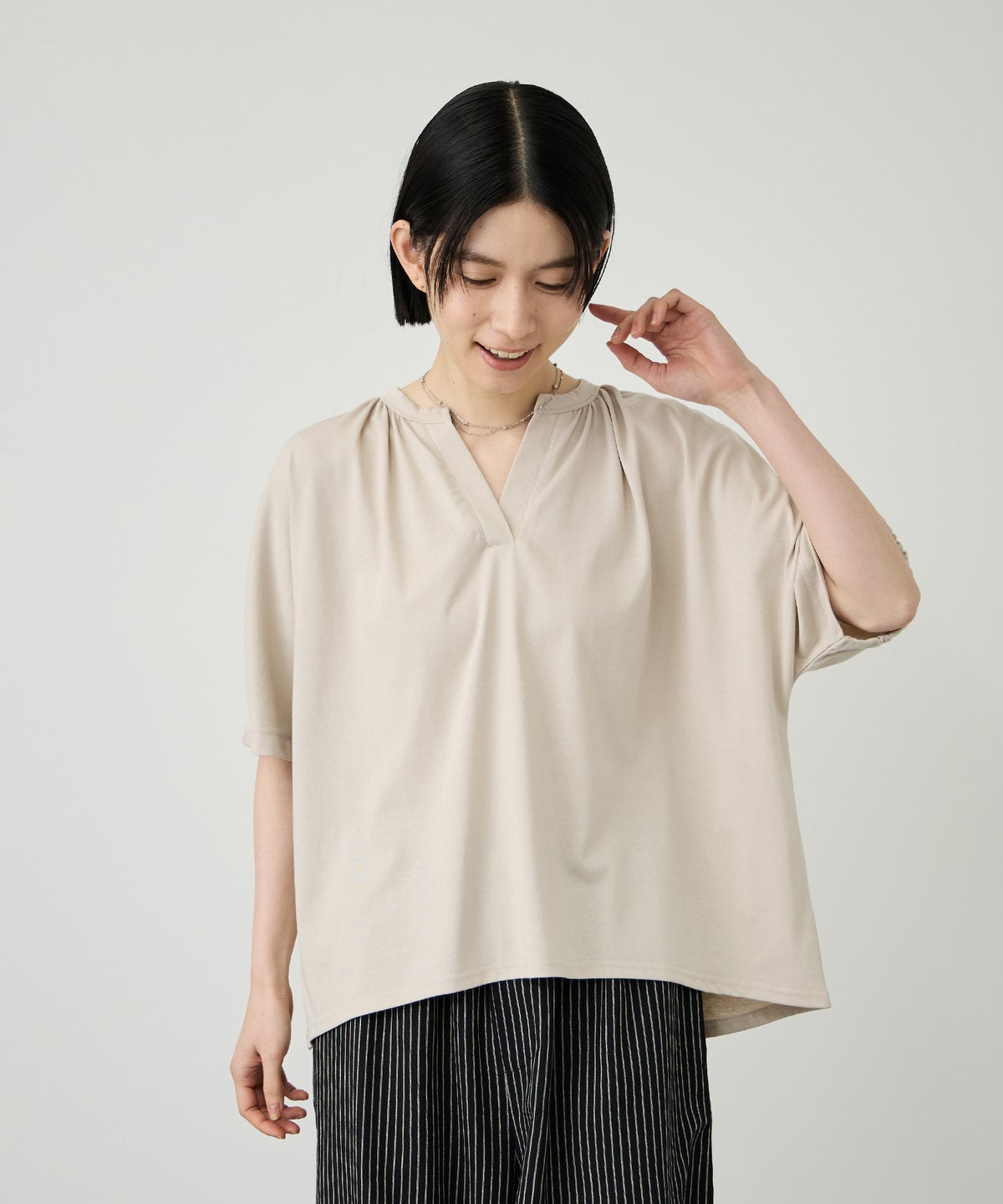 Idnes シルケット バックギャザースキッパーカットソー レディース メール便 対応商品