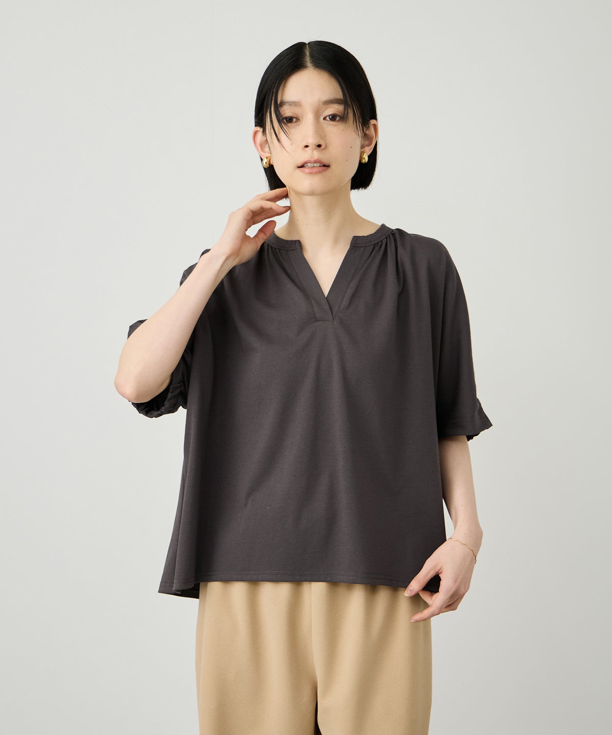 Idnes シルケット バックギャザースキッパーカットソー レディース メール便 対応商品