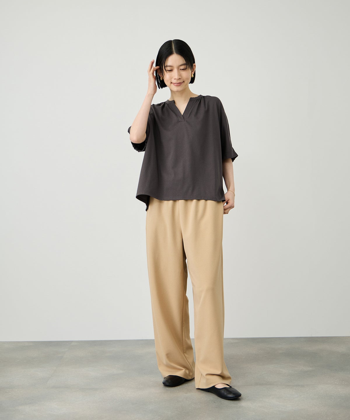 Idnes シルケット バックギャザースキッパーカットソー レディース メール便 対応商品