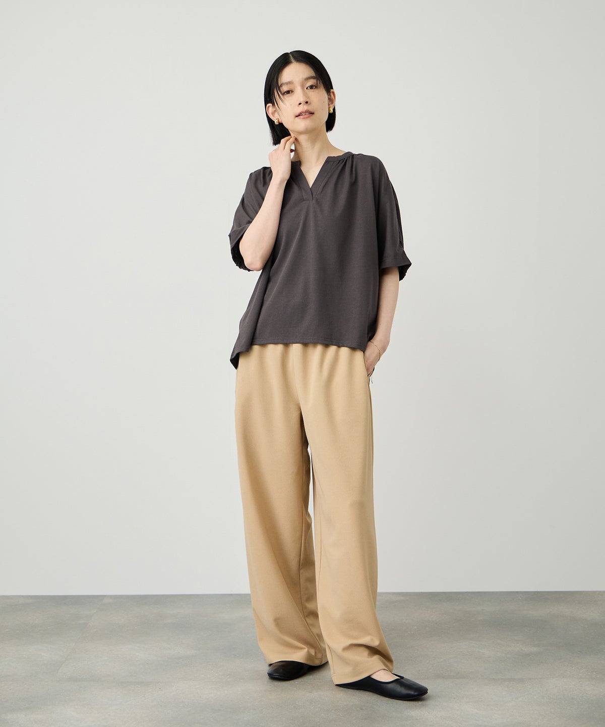 Idnes シルケット バックギャザースキッパーカットソー レディース メール便 対応商品