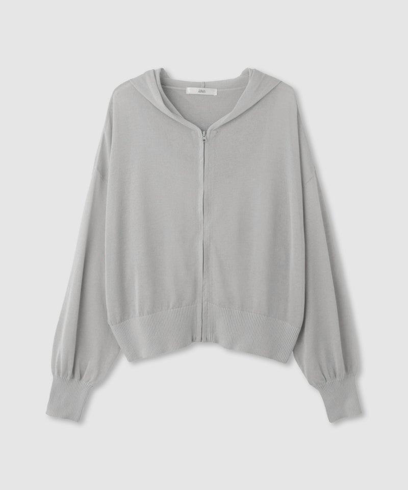 Idnes ウォッシャブルシアーハイゲージニットパーカー レディース商品画像-1