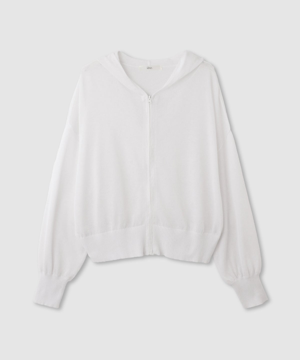 Idnes ウォッシャブルシアーハイゲージニットパーカー レディース