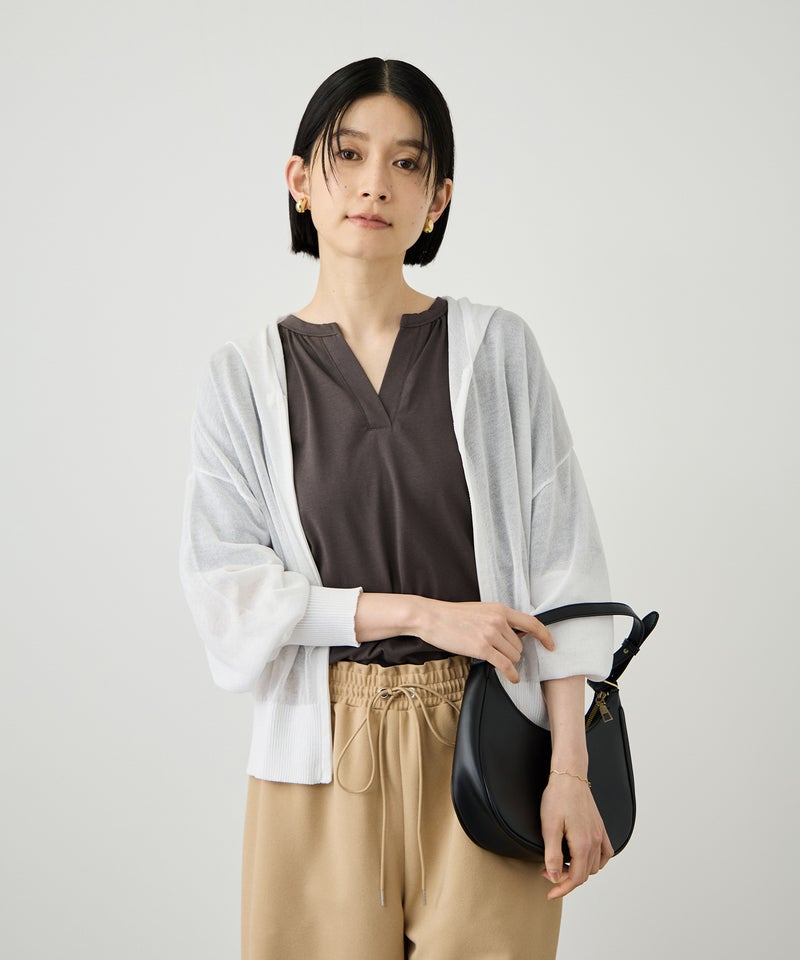 Idnes  ウォッシャブルシアーハイゲージニットパーカー レディース商品画像-2