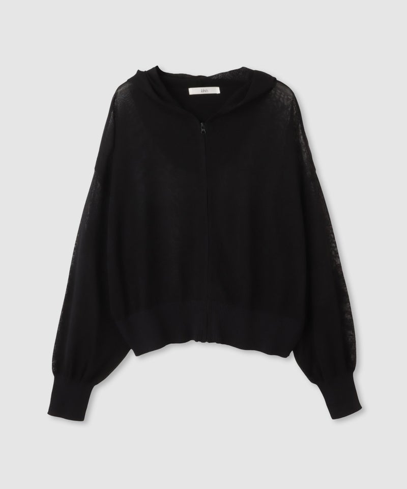 Idnes ウォッシャブルシアーハイゲージニットパーカー レディース商品画像-3