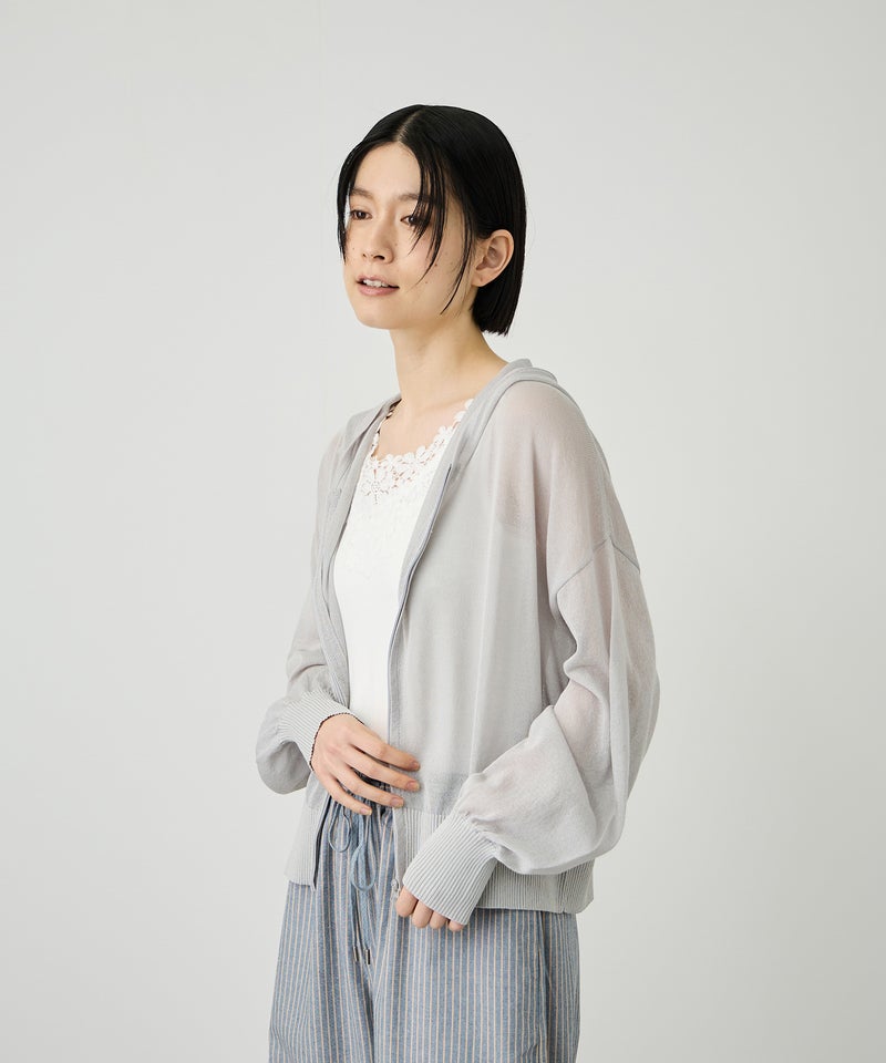 Idnes  ウォッシャブルシアーハイゲージニットパーカー レディース商品画像-4