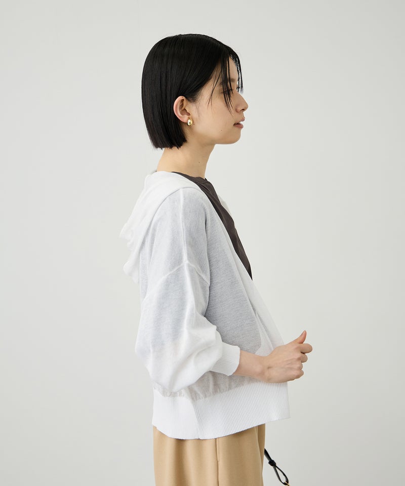 Idnes  ウォッシャブルシアーハイゲージニットパーカー レディース商品画像-9