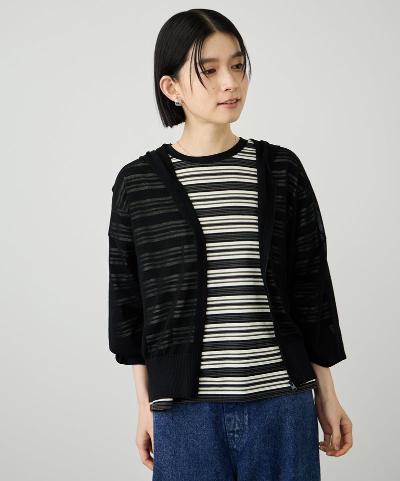 Idnes ウォッシャブルシアーハイゲージニットパーカー レディース商品画像-13