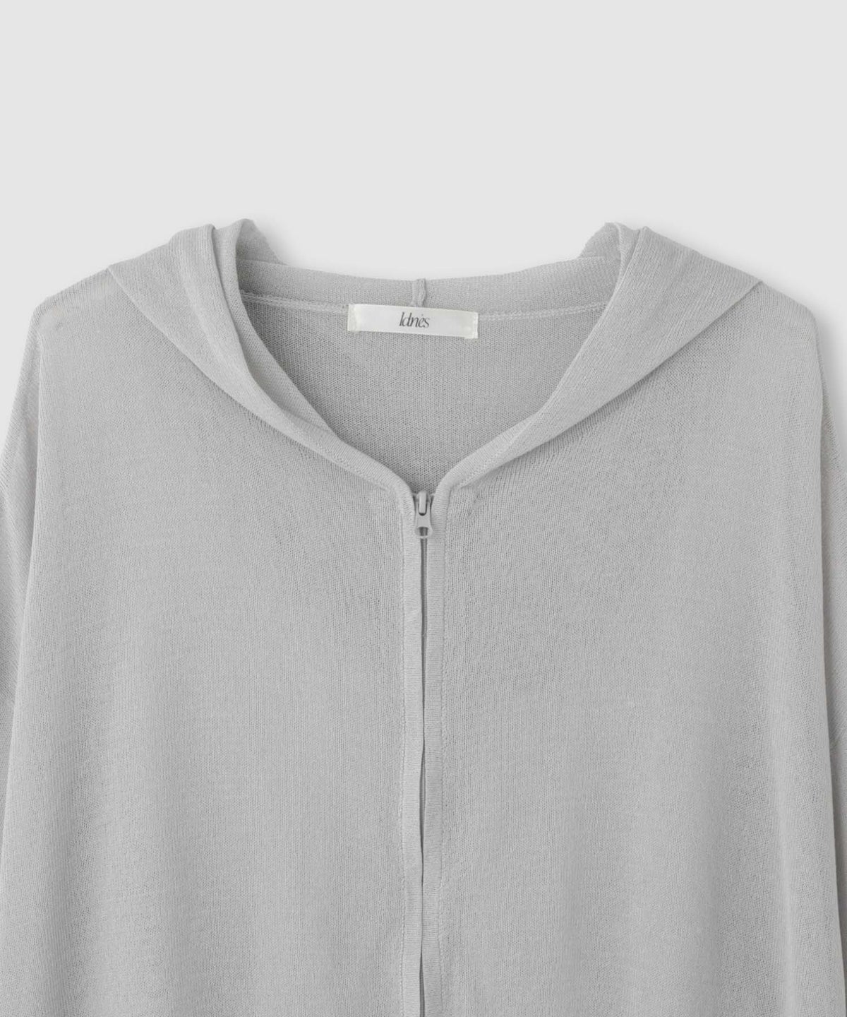 Idnes ウォッシャブルシアーハイゲージニットパーカー レディース