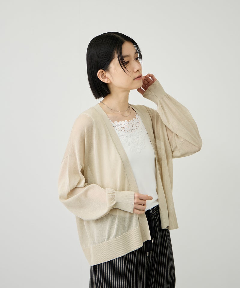 Idnes ウォッシャブルシアーハイゲージニットカーディガン レディース商品画像-4