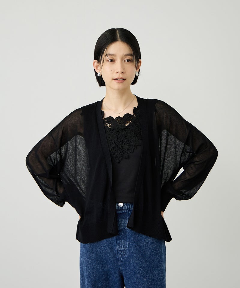 Idnes  ウォッシャブルシアーハイゲージニットカーディガン レディース商品画像-5