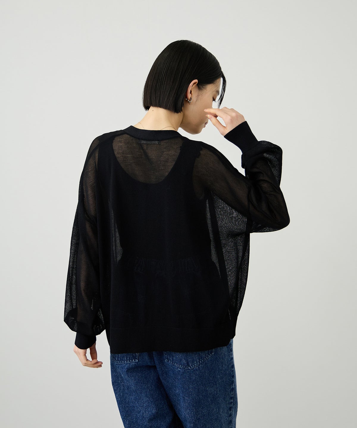 Idnes ウォッシャブルシアーハイゲージニットカーディガン レディース