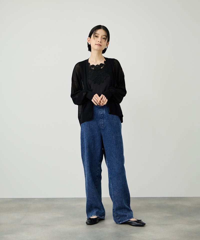 Idnes ウォッシャブルシアーハイゲージニットカーディガン レディース商品画像-9