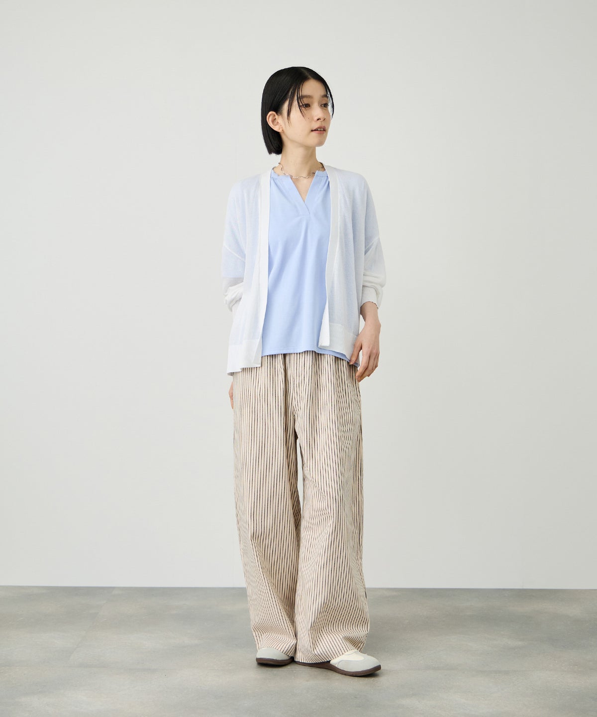 Idnes ウォッシャブルシアーハイゲージニットカーディガン レディース