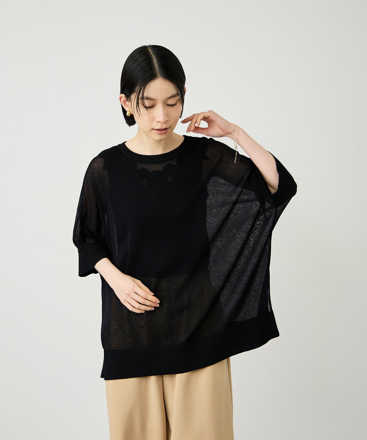 Idnes ウォッシャブルハイゲージニットプルオーバー レディース