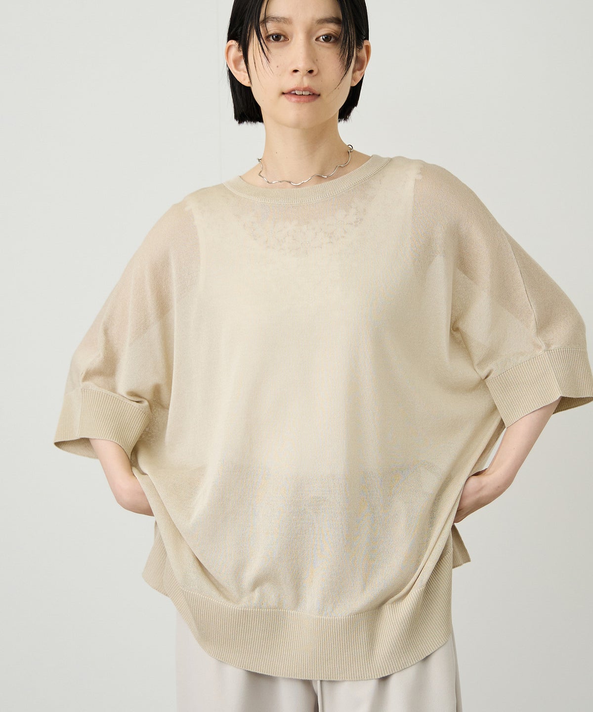 Idnes ウォッシャブルハイゲージニットプルオーバー レディース