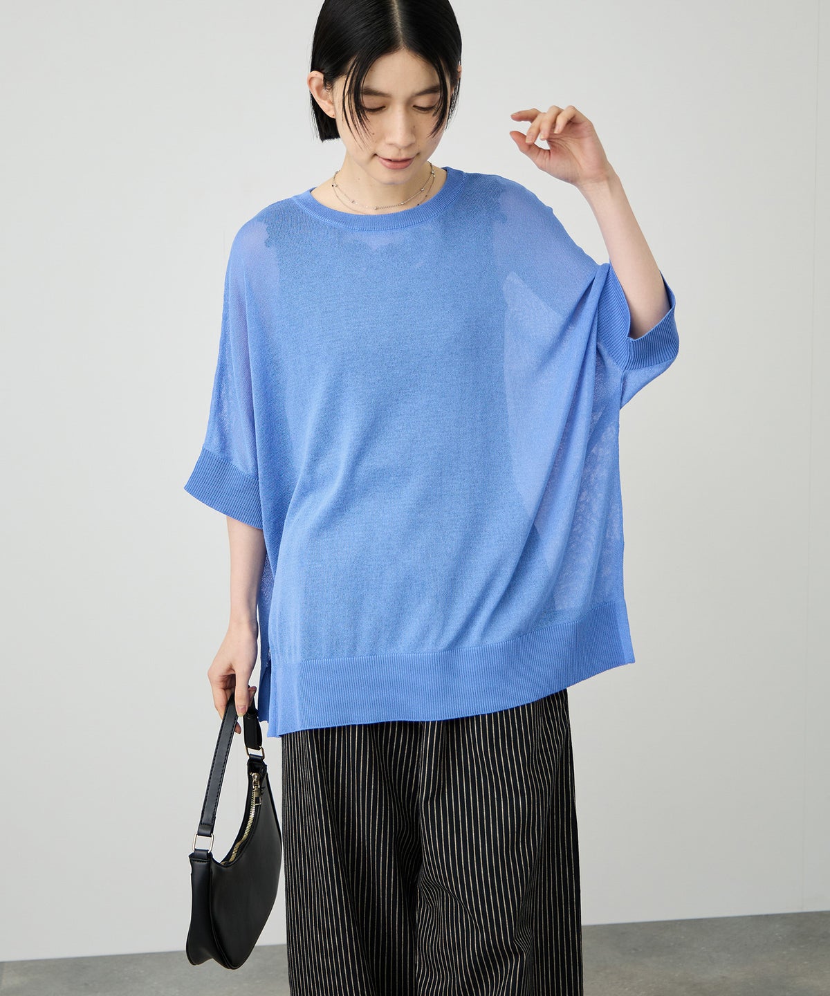 Idnes ウォッシャブルハイゲージニットプルオーバー レディース