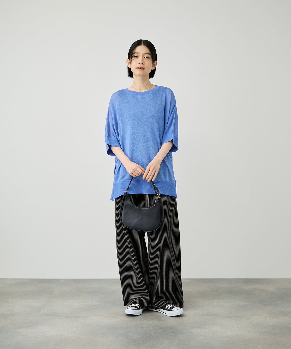 Idnes ウォッシャブルハイゲージニットプルオーバー レディース