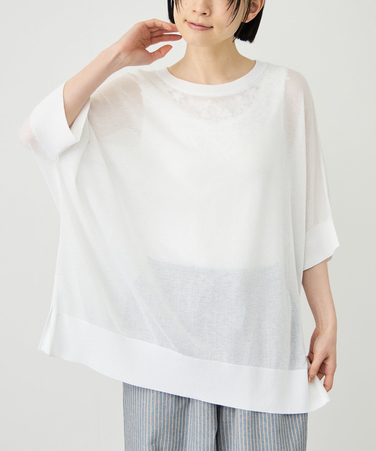 Idnes ウォッシャブルハイゲージニットプルオーバー レディース