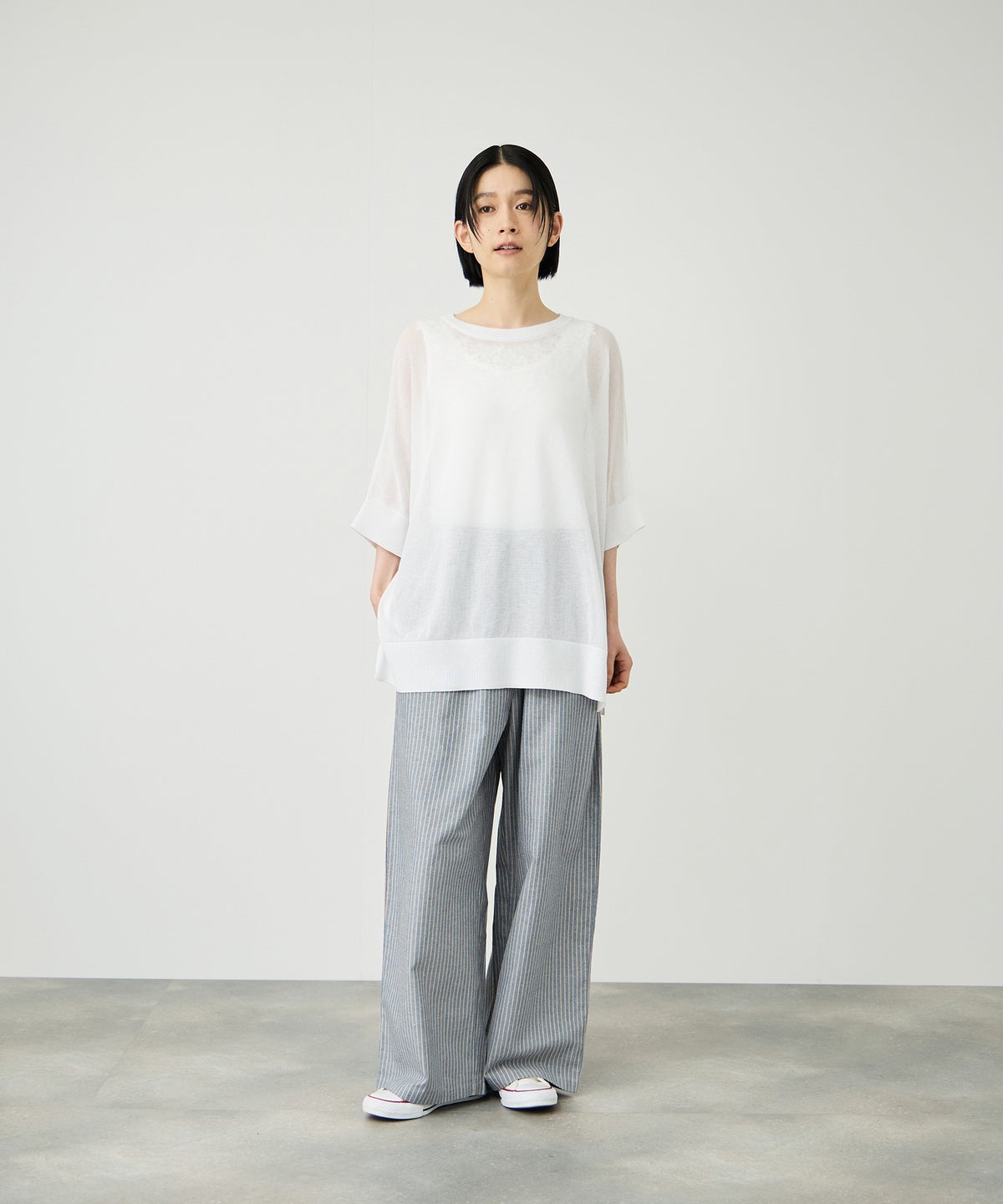 Idnes ウォッシャブルハイゲージニットプルオーバー レディース