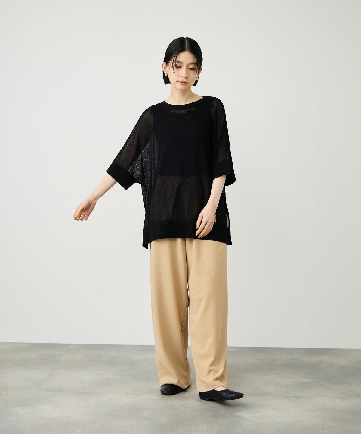 Idnes ウォッシャブルハイゲージニットプルオーバー レディース