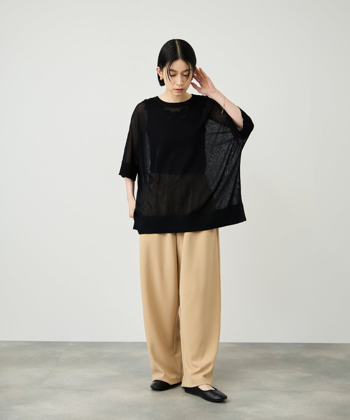 Idnes ウォッシャブルハイゲージニットプルオーバー レディース