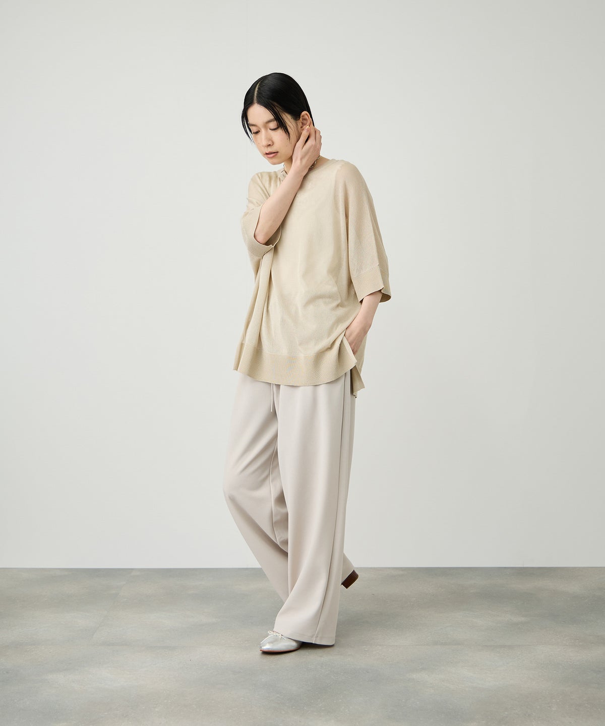 Idnes ウォッシャブルハイゲージニットプルオーバー レディース