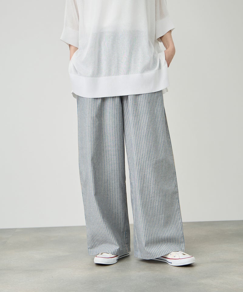 Idnes  ヒッコリーワイドパンツ レディース商品画像-1