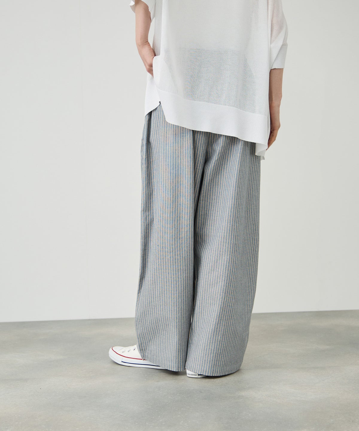 Idnes ヒッコリーワイドパンツ レディース