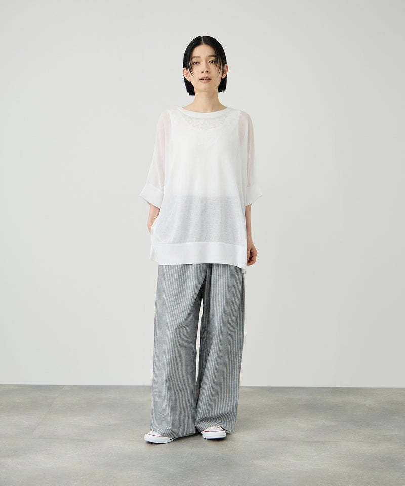 Idnes ヒッコリーワイドパンツ レディース商品画像-7