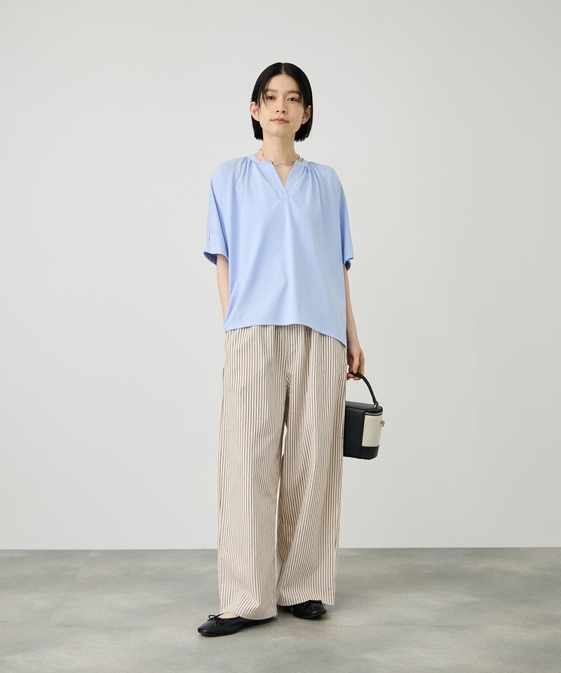 Idnes  ヒッコリーワイドパンツ レディース商品画像-8