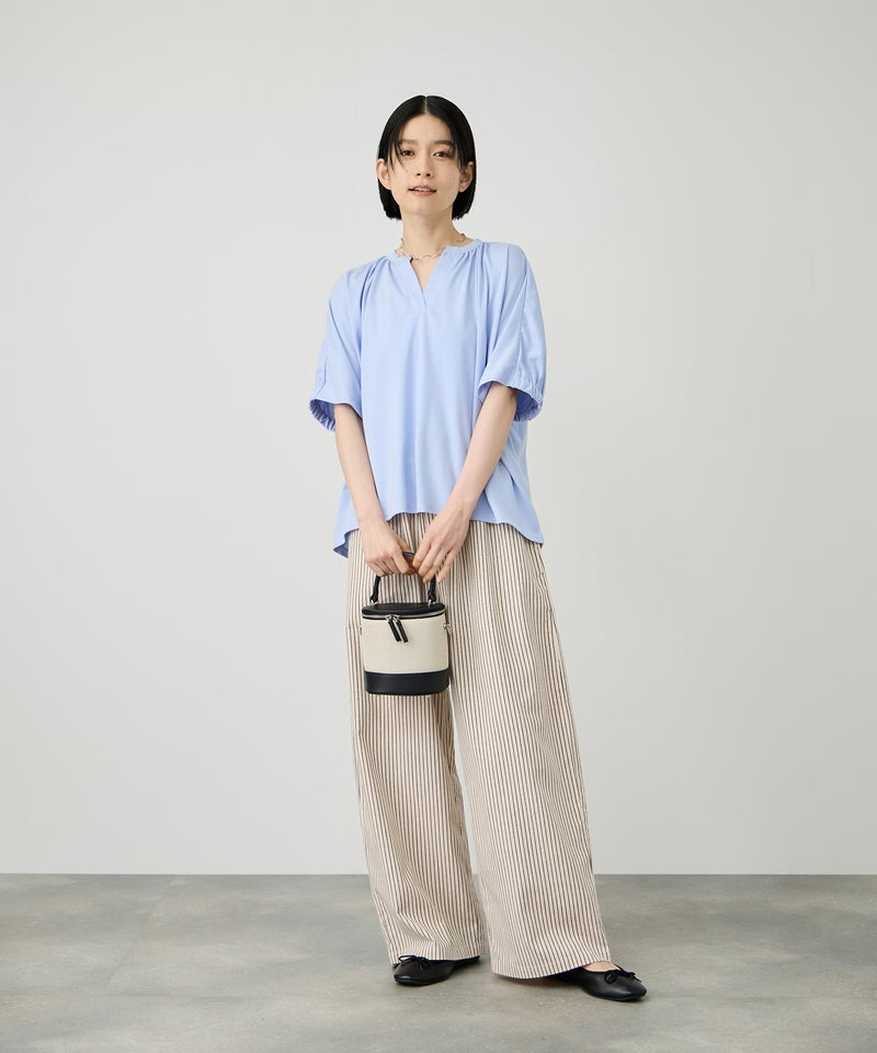 Idnes  ヒッコリーワイドパンツ レディース商品画像-9