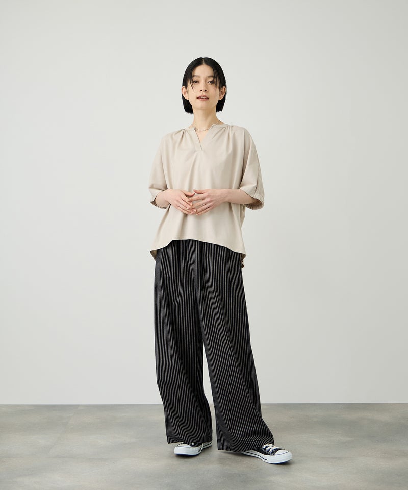 Idnes  ヒッコリーワイドパンツ レディース商品画像-10