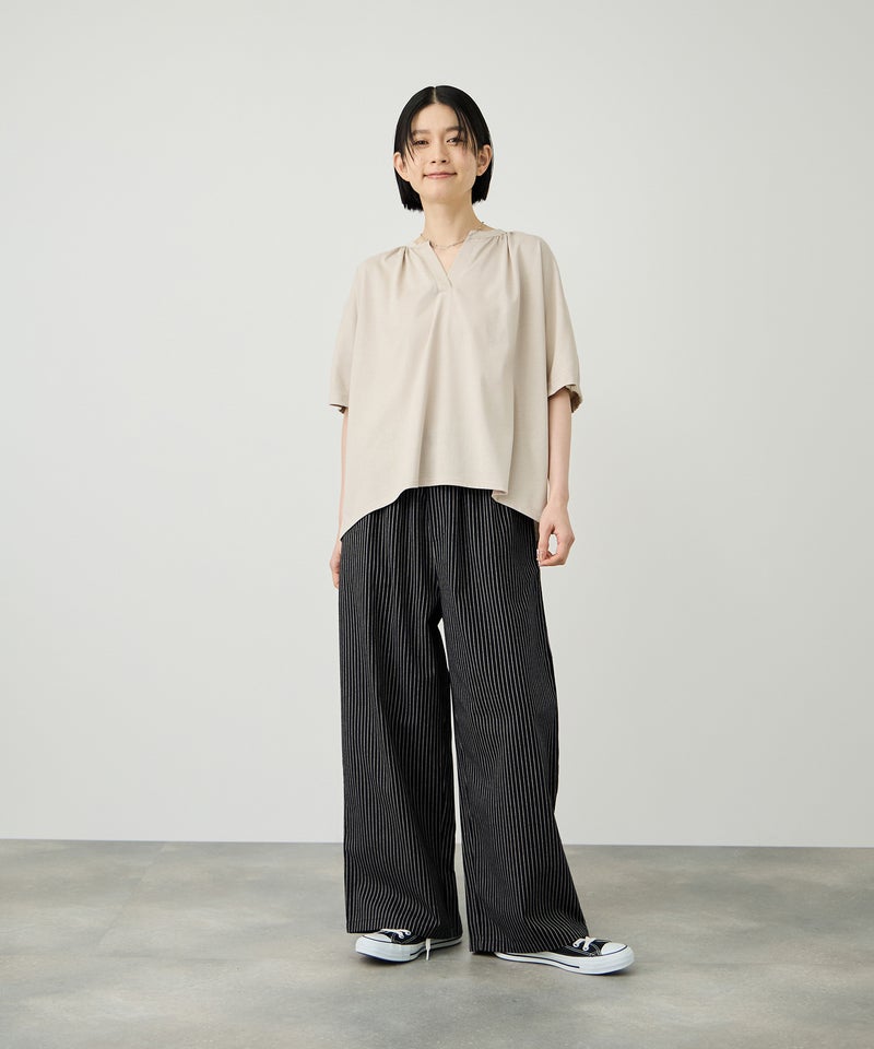 Idnes  ヒッコリーワイドパンツ レディース商品画像-11