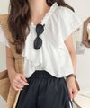 Classical Elf 大人ガーリーに見せる。2wayオフショルフリルデザインシアーブラウス商品サムネイル-8