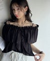 Classical Elf 大人ガーリーに見せる。2wayオフショルフリルデザインシアーブラウス商品サムネイル-14