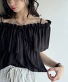 Classical Elf 大人ガーリーに見せる。2wayオフショルフリルデザインシアーブラウス商品サムネイル-19