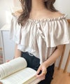 Classical Elf 大人ガーリーに見せる。2wayオフショルフリルデザインシアーブラウス商品サムネイル-29